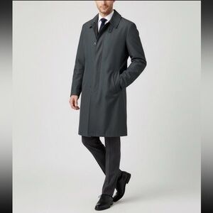 Jos A Bank Mens Button Removable Liner Wool Long Sleeve Rain Trench Coat 42R